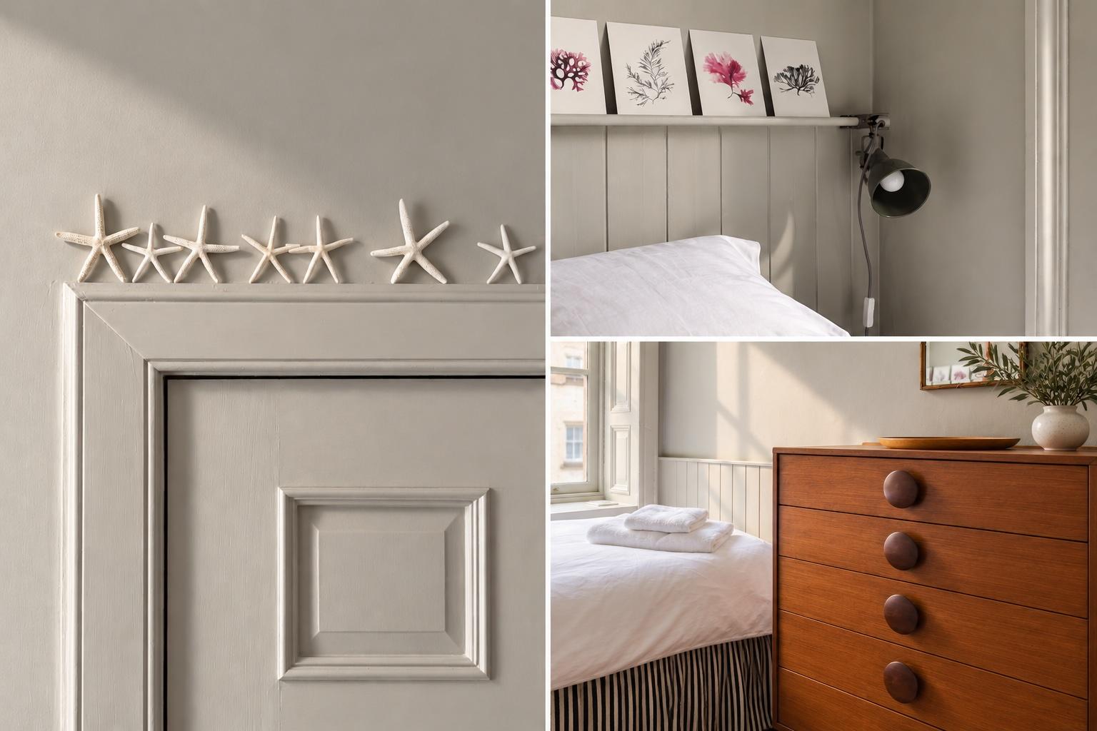 Bright, stylish bedroom with natural light and charming coastal accents
